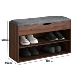 RUKI 80cm Storage Shoe Bench-Walnut - Image 4