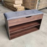 RUKI 80cm Storage Shoe Bench-Walnut - Image 2