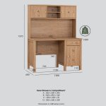 RHODA 120cm Study Desk With Hutch-Oak - Image 6