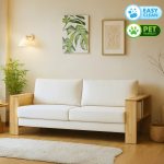 SENDAI Solid Wood 3 Seater Sofa-Natural