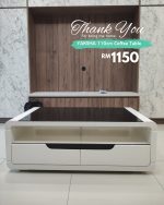 YAKSHA 110cm High Gloss Coffee Table-White - Image 5