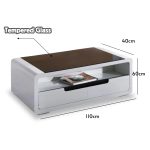 YAKSHA 110cm High Gloss Coffee Table-White - Image 2