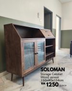 SOLOMON 150cm Wooden Wine Storage Cabinet-Walnut - Image 4