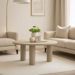 HIRO D80cm Round Coffee Table-Beige