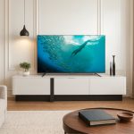 HARRELL 200cm Glass Top TV Cabinet - White