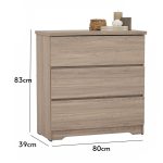 DERBY 3 Drawers Chest-Sonoma Oak - Image 10