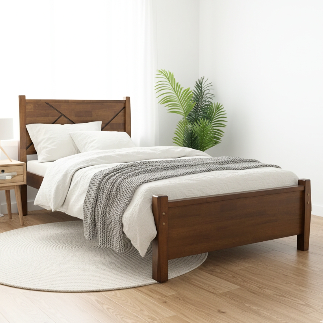 ALEXANDER SS MAIN ALEXANDER Super Single Size Bed Frame-Walnut - Image 1
