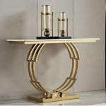 ASHER 120cm Sintered Stone Console Table-Gold Chrome