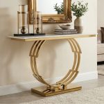 ASHER 120cm Sintered Stone Console Table-Gold Chrome - Image 2