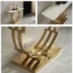 ASHER 120cm Sintered Stone Console Table-Gold Chrome - Image 3