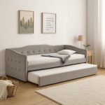 GEMMA DayBed With Pull Out Trundle-Stone Velvet