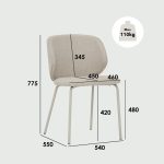 KENZY 4 Seater Dining Set-Beige - Image 4