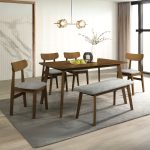 LYDIA 6 Seater Dining Set-Walnut - Image 2