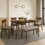 LYDIA 6 Seater Dining Set-Walnut