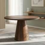 MUKI D106cm Round Dining Table-Walnut