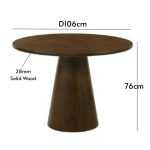 MUKI D106cm Round Dining Table-Walnut - Image 3
