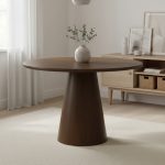 MUKI D106cm Round Dining Table-Walnut