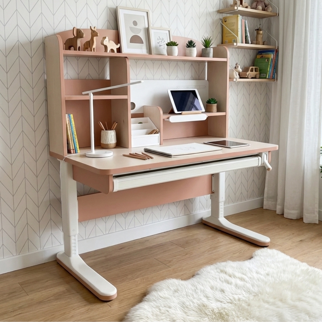 N21S PINK-1 N21S Ergonomic Kids Study Desk-Pink - Image 1