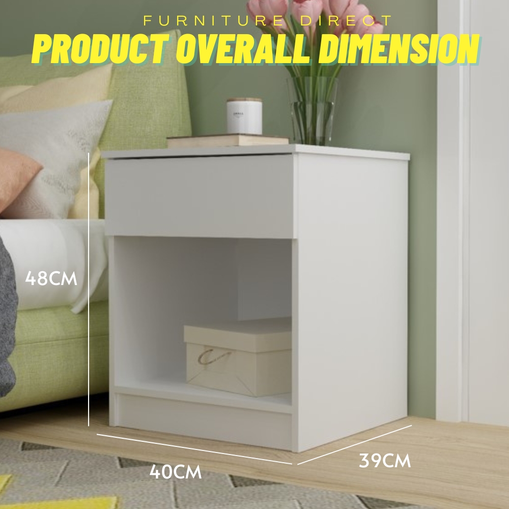 CALISTA 1 Drawer Bedside Table-4 Colors - Image 4