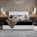 SABRINA White PVC Divan Bed Frame-2 Sizes - Image 2