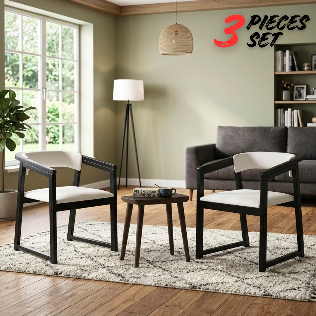 SHANGHAI 26 BLK (2) SHANGHAI 1+2 Lounge Chair Set-Black - Image 1