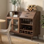 SOLOMON 150cm Wooden Wine Storage Cabinet-Walnut - Image 2