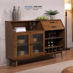 SOLOMON 150cm Wooden Wine Storage Cabinet-Walnut - Image 3