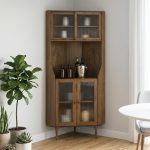 SOLOMON Wooden Corner Storage Cabinet-Walnut