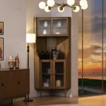 SOLOMON Wooden Corner Storage Cabinet-Walnut - Image 2