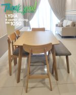 LYDIA 6 Seater Dining Set-Natural - Image 6