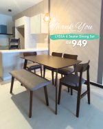 LYDIA 6 Seater Dining Set-Walnut - Image 4