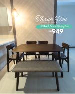 LYDIA 6 Seater Dining Set-Walnut - Image 5