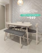 LYDIA 6 Seater Dining Set-White Wash - Image 4