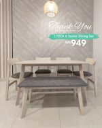 LYDIA 6 Seater Dining Set-White Wash - Image 5