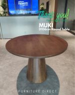 MUKI D106cm Round Dining Table-Walnut - Image 6