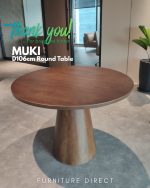 MUKI D106cm Round Dining Table-Walnut - Image 7