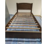 THOMAS Single Size Solid Wood Bed Frame-Walnut - Image 3