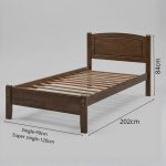 THOMAS Single Size Solid Wood Bed Frame-Walnut - Image 4