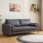 VELOZ 3 Seater Synthetic Fabric Sofa -Grey - Image 2