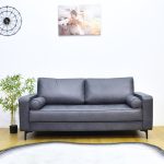 VELOZ 3 Seater Synthetic Fabric Sofa -Grey - Image 4