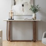 YSANNE Crystal Marble Console Cabinet-Rose Gold