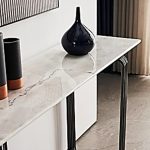 YSANNE Crystal Marble Console Cabinet-Rose Gold - Image 3