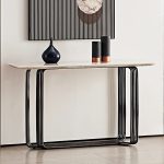 YSANNE Crystal Marble Console Cabinet-Black Chrome