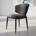 11955 Curved Back Velvet Fabric Dining Chair-2 colors