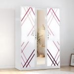 306 Metal 3 Door Wardrobe With Mirror-White