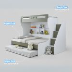 AYSHA Ladder Trio Bunk Bed With Pullout Bed-Olive - Image 3