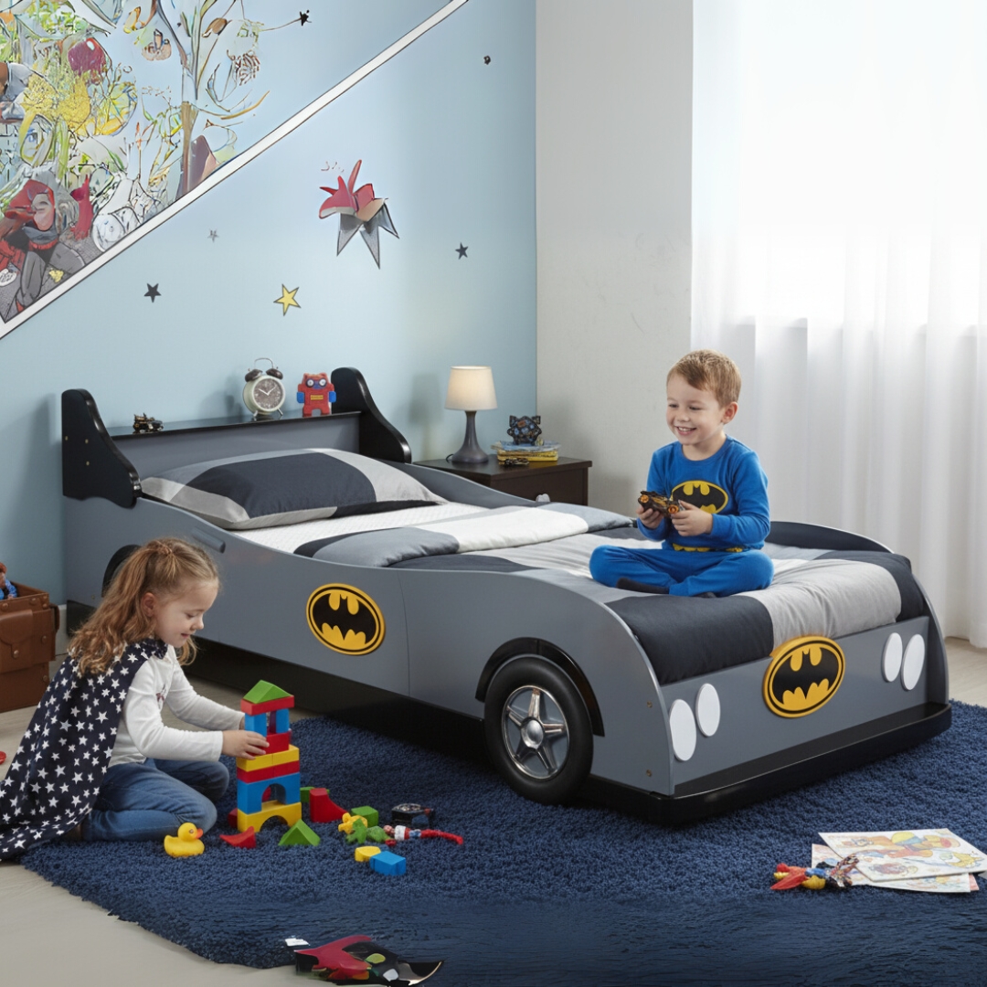 CD 331 GREY-21 BATMAN Car Single Size Kids Bed-Grey - Image 1