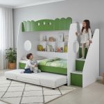 DOMINO Ladder Bunk Bed With Pull Out-Green