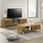DREAMA 180cm Sliding Door TV Cabinet-Oak - Image 5