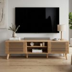 DREAMA 180cm Sliding Door TV Cabinet-Oak